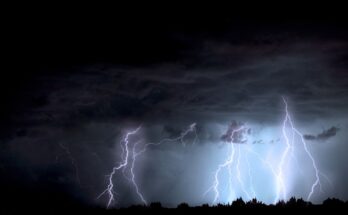 lightning, blue sky, storm, energie