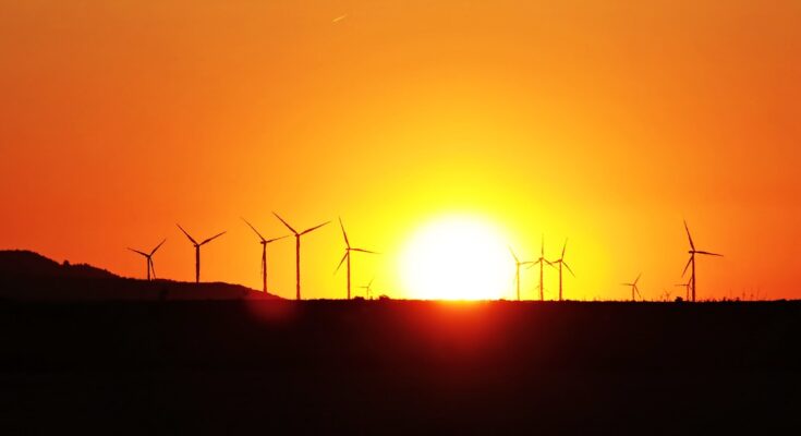 sunset, pinwheels, environmental engineering